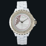 シンプルヴィンテージピンクフローラ結婚ズ 腕時計<br><div class="desc">シンプルヴィンテージピ結婚ンクのメモリ時計。花嫁のコンテンポラリー贈り物に個人的なtouchを追加するワイルドフラワーのモチーフを持つミニマルなデザイン。名前と日付で簡単に結婚パーソナライズ。文字と背景色もしを変更するには、[追加編結婚集]オプションを使用して独自のカラーテーマに合わせる。</div>