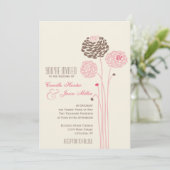 シンプルヴィンテージピンク&ブラウン結婚ズ 招待状 (スタンド正面)