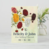 シンプルヴィンテージフローラブーケ結婚バジェット 招待状 (スタンド正面)