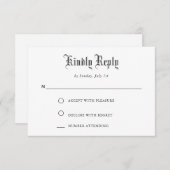 シンプルヴィンテージブラックスクリプトRSVPカード 出欠カード (正面/裏面)