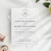 シンプルヴィンテージブラック&ホワイトクレストエレガントな結婚式 招待状