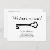 シンプルヴィンテージミニマル白黒鍵移動 案内ポストカード (正面/裏面)