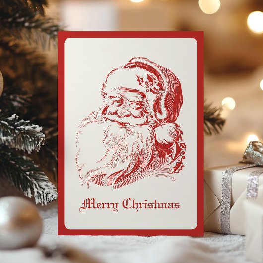 シンプルヴィンテージモダンサンタクロースクリスマス シーズンカード