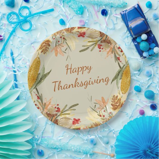 シンプルヴィンテージモダンファームハウスハッピーサンクスギビング ペーパープレート (パーティー)