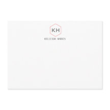 シンプルヴィンテージモノグラムのロゴ（グレー/赤Notecard）