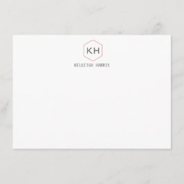 シンプルヴィンテージモノグラムのロゴ（グレー/赤Notecard） ノートカード