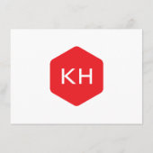 シンプルヴィンテージモノグラムのロゴ（グレー/赤Notecard） ノートカード (裏面)