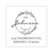 シンプルヴィンテージラウンド葉ファミリ住所 ラバースタンプ (インプリント)