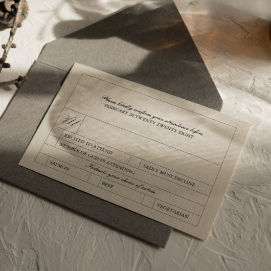 シンプルヴィンテージラベルモダンミールChoise 出欠カード