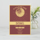 シンプルヴィンテージレトロ金ゴールド誕生日 招待状 (スタンド正面)