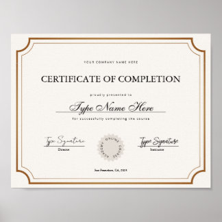 シンプルヴィンテージ修了証書、卒業証書 ポスター