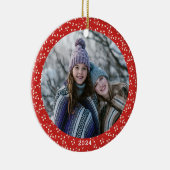 シンプルヴィンテージ赤い植物体カスタム写真 セラミックオーナメント (右)