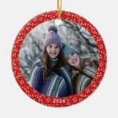 シンプルヴィンテージ赤い植物体カスタム写真 セラミックオーナメント (正面)