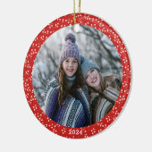 シンプルヴィンテージ赤い植物体カスタム写真 セラミックオーナメント (左)