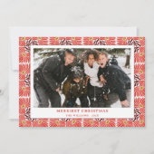 シンプルヴィンテージ赤パターン写真クリスマス シーズンカード (正面)