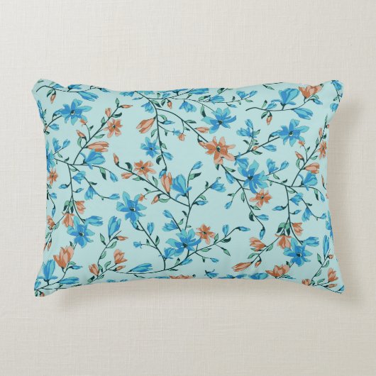 シンプルヴィンテージ:フローラファブリックのパターン アクセントクッション (正面)