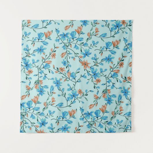 シンプルヴィンテージ:フローラファブリックのパターン タペストリー (正面)