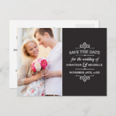 シンプルヴィンテージ | 写真の保存日付 案内ポストカード (正面/裏面)