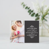 シンプルヴィンテージ | 写真の保存日付 案内ポストカード (スタンド正面)