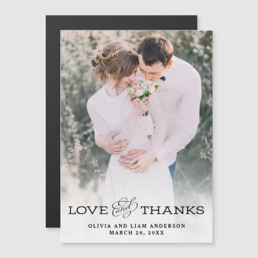 シンプルヴィンテージ|様結婚の写真ありがとう マグネット招待状 (正面/裏面)