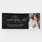 シンプル一モダン写真黒の卒業 横断幕 (横)