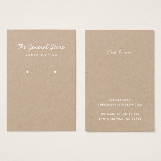 シンプル一般店舗クラフトイヤリング表示カード (正面&裏面)