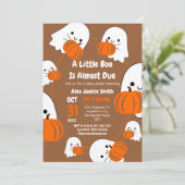 シンプル不気味エレガント幽霊、ハロウィーン赤ちゃんシャワー 招待状 (スタンド正面)