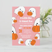 シンプル不気味エレガント幽霊、ハロウィーン赤ちゃんシャワー 招待状 (スタンド正面)