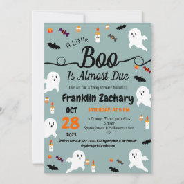シンプル不気味エレガント幽霊、ハロウィーン赤ちゃんシャワー 招待状