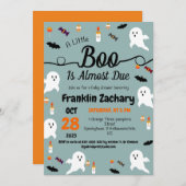 シンプル不気味エレガント幽霊、ハロウィーン赤ちゃんシャワー 招待状 (正面/裏面)