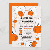 シンプル不気味エレガント幽霊、ハロウィーン赤ちゃんシャワー 招待状 (正面/裏面)