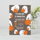 シンプル不気味エレガント幽霊、ハロウィーン赤ちゃんシャワー 招待状 (スタンド正面)