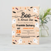 シンプル不気味エレガント幽霊、ハロウィーン赤ちゃんシャワー 招待状 (スタンド正面)