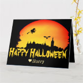 シンプル不気味ハッピーハローウィンパンプキン カード (黄色い花)