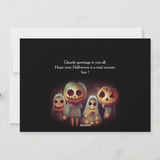 シンプル不気味パンプキンハロウィーンフォトコラージュ シーズンカード (裏面)