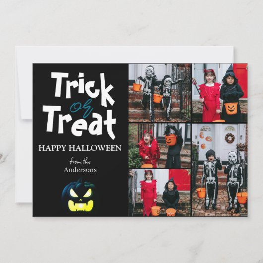 シンプル不気味パンプキンハロウィーンフォトコラージュ シーズンカード (正面)
