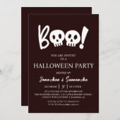 シンプル不気味Boスカルハローウィンパーティ 招待状 (正面/裏面)
