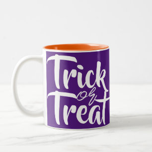 シンプル不気味TrickまたはTreat Halloween Family ツートーンマグカップ