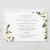 シンプル両親が参加した結婚白 招待状 (正面)