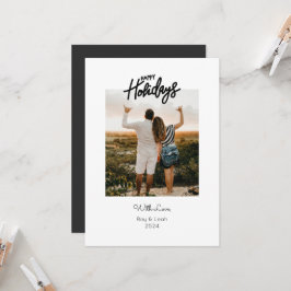 シンプル両面2枚フォトハッピーホリデイズカード 招待状