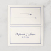 シンプル中ネイビーブルーフレームエスコートカードアイボリー プレイスカード (外部開封)