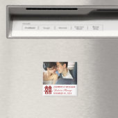 シンプル中国の赤ダブル幸せ写真結婚 マグネット (インサイチュ (食洗機))