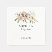 シンプル中性水色の花 | バプテスマ スタンダードカクテルナプキン (正面)