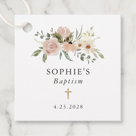 シンプル中性水色の花 | バプテスマ フェイバータグ (正面)