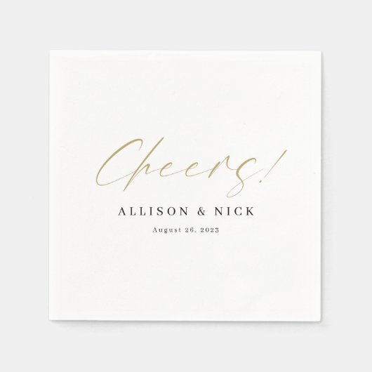 シンプル中性金ゴールド結婚応援 スタンダードカクテルナプキン (正面)