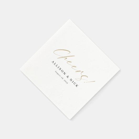 シンプル中性金ゴールド結婚応援 スタンダードカクテルナプキン (角)