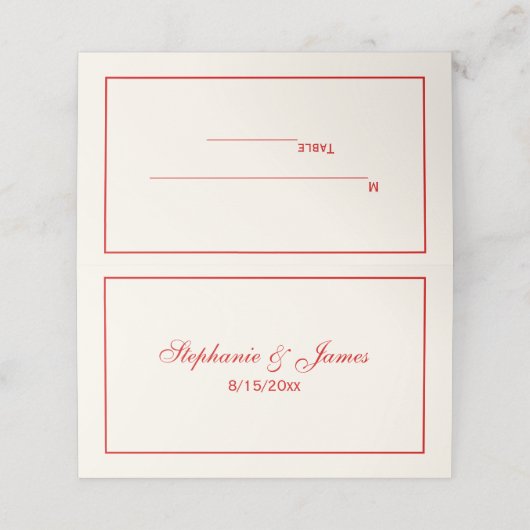 シンプル中赤フレーム護衛カードアイボリー プレイスカード (外部開封)