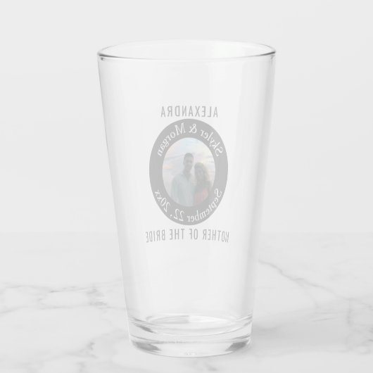 シンプル丸い白黒結婚の写真 タンブラーグラス (裏面)