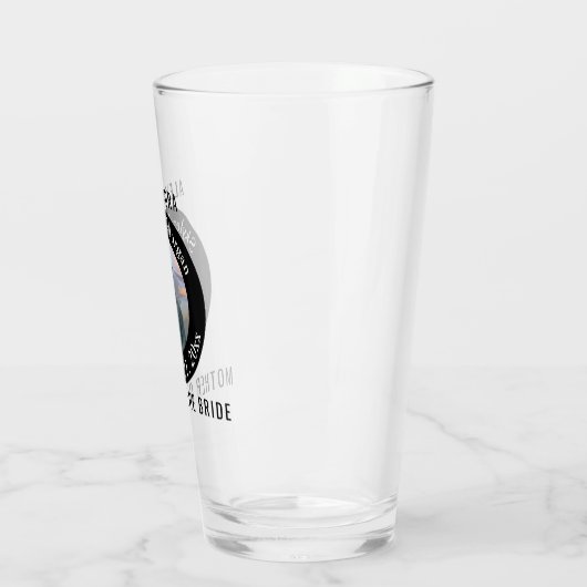 シンプル丸い白黒結婚の写真 タンブラーグラス (左)