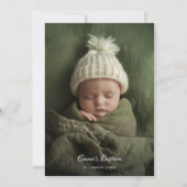 シンプル乳児カトリック洗礼写真金ゴールド 招待状 (正面)